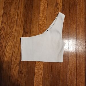 White One-Shoulder Crop Top